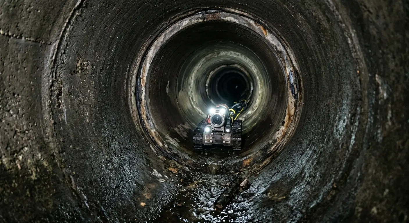 Robotic sewer camera inspecting pipe interior for Drain Snake Service in Midlothian